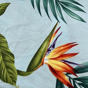 Hawaii Print Fabric Sky Blue Tropical Floral Passion Birds Of Paradise Vibrant